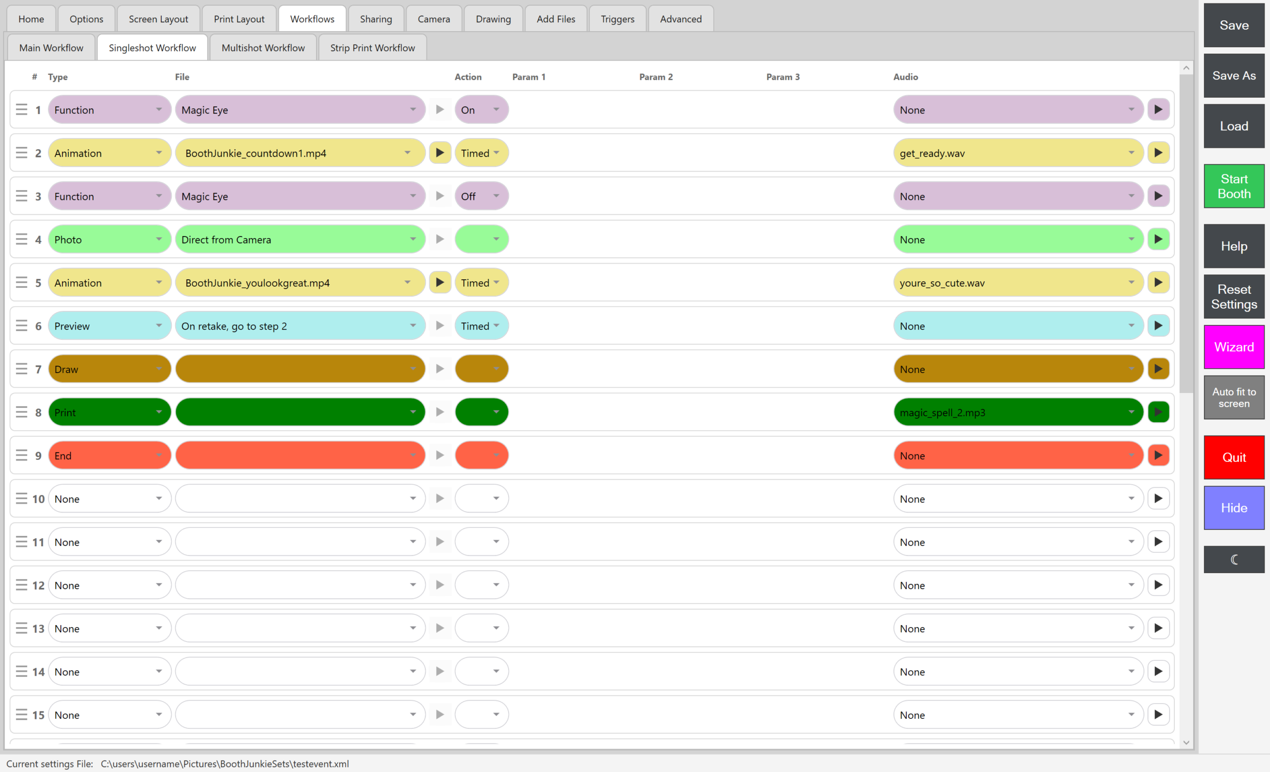 Admin Panel -> Workflows -> Singleshot Workflow, a populated example