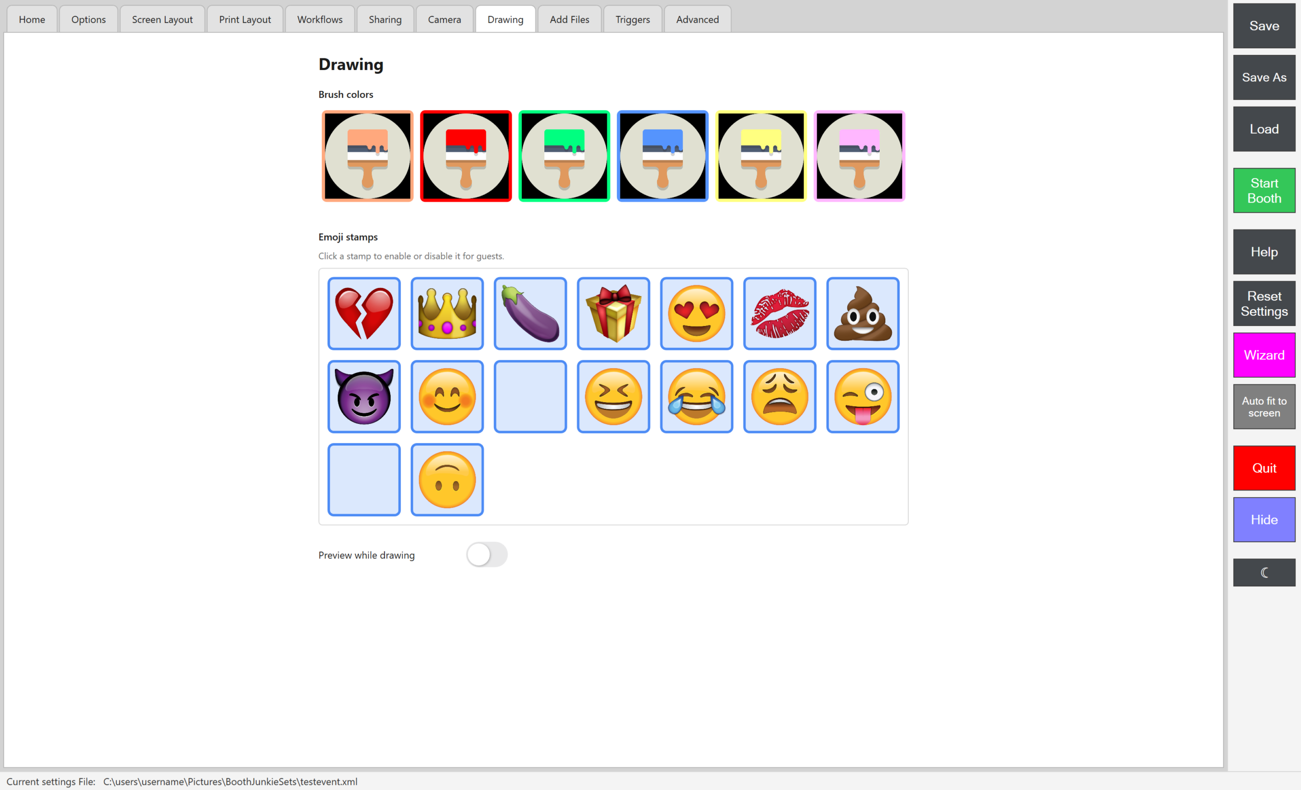 Admin Panel -> Drawing