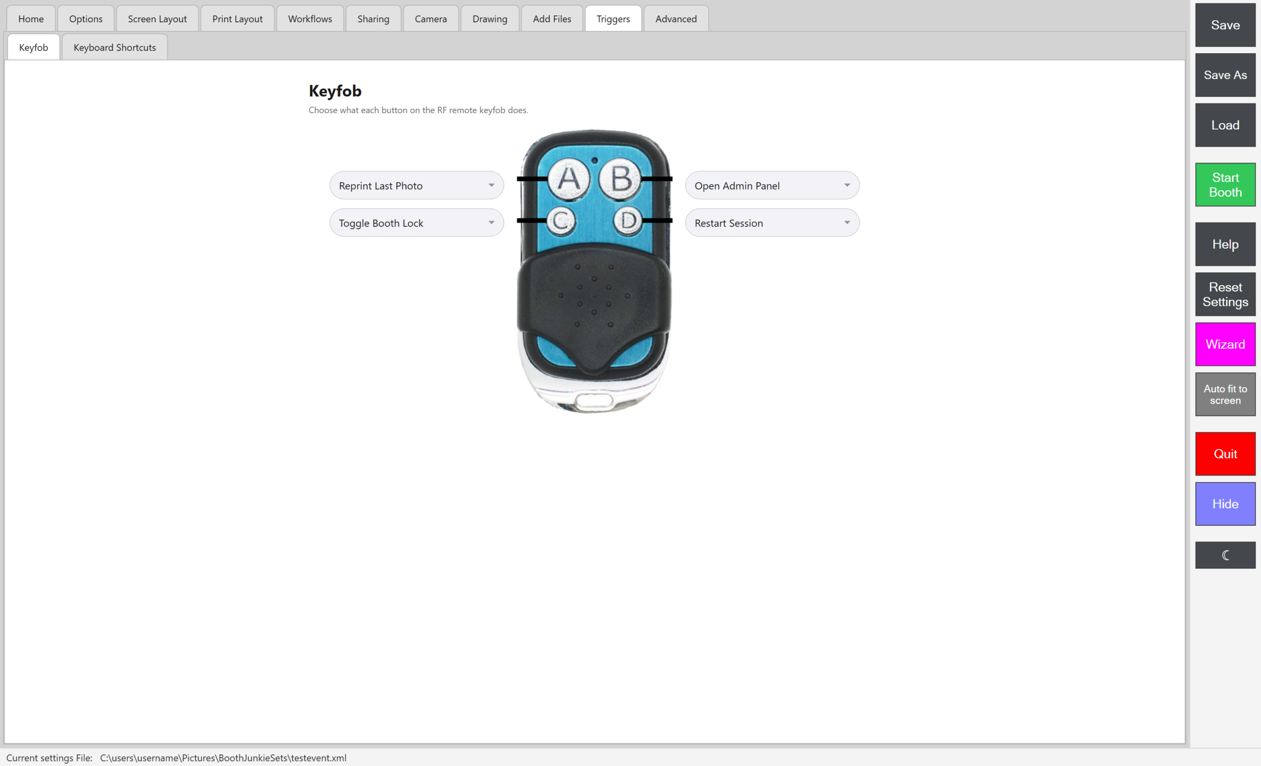 Admin Panel -> Triggers -> Keyfob