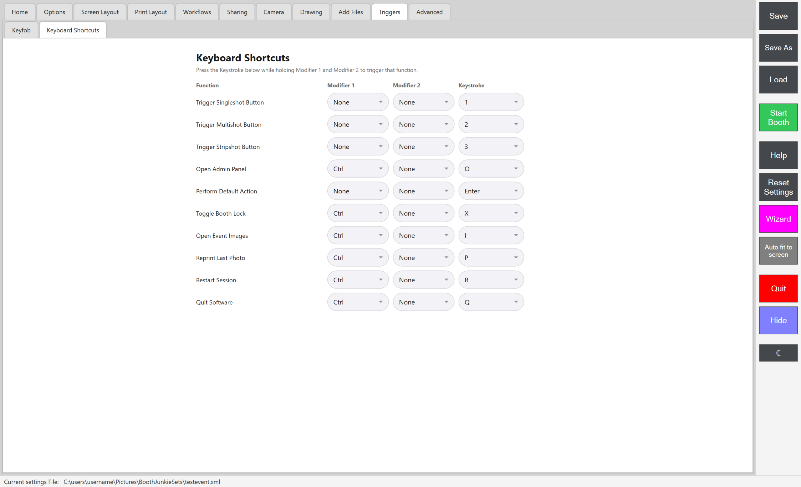 Admin Panel -> Triggers -> Keyboard Shortcuts