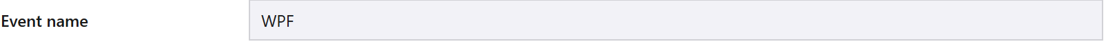 Admin Panel -> Options -> General, showing the Event Name field