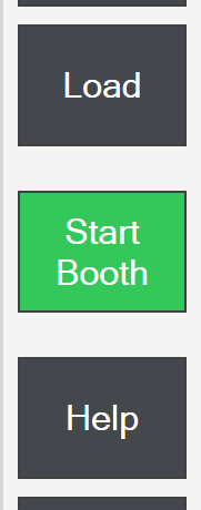Admin Panel, with the Start Booth button highlighted